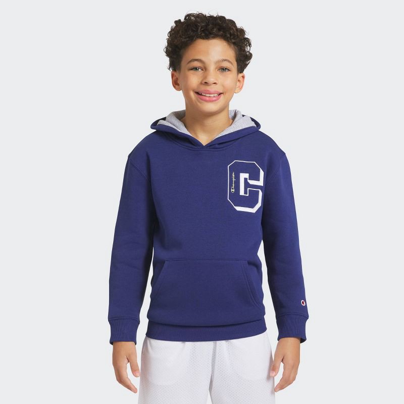 slide 1 of 4, Champion Kids' Signature Fleece Hoodie - Dark Blue S, 1 ct