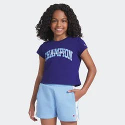 Champion Girls' Graphic Baby T-Shirt - Dark Blue M
