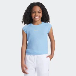 Champion Girls' Sleeveless Textured Knit T-Shirt - Light Blue L