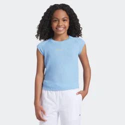 Champion Girls' Sleeveless Textured Knit T-Shirt - Light Blue L