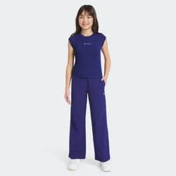 Champion Girls' French Terry Wide Leg Pants - Dark Blue L