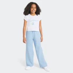 Champion Girls' French Terry Wide Leg Pants - Light Blue XL