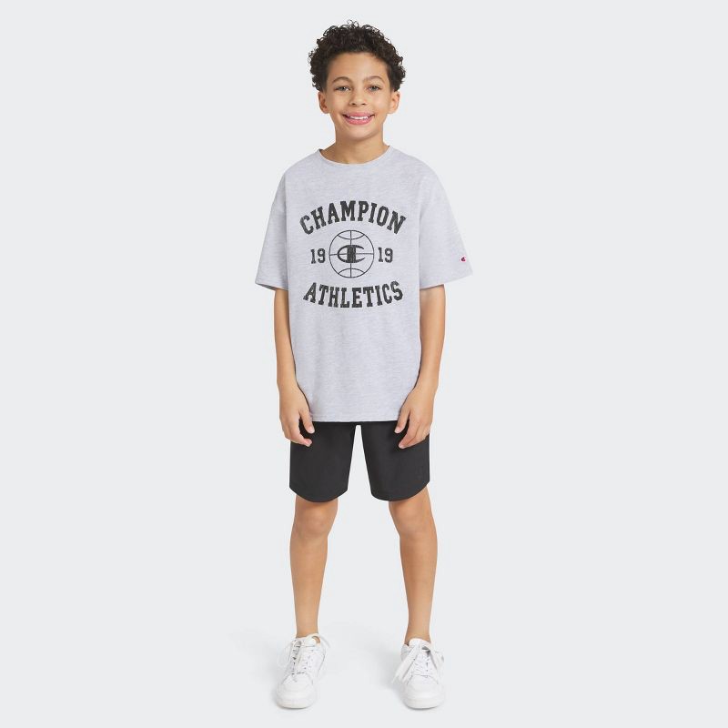 slide 1 of 4, Champion Boys' Oversized Graphic T-Shirt - Heathered Gray M, 1 ct