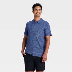 Men's Short Sleeve Textured Polo Shirt - All In Motion™ Royal Blue L
