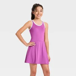 Girls' Side Pleated Active Dress - All In Motion™ Plum Purple S
