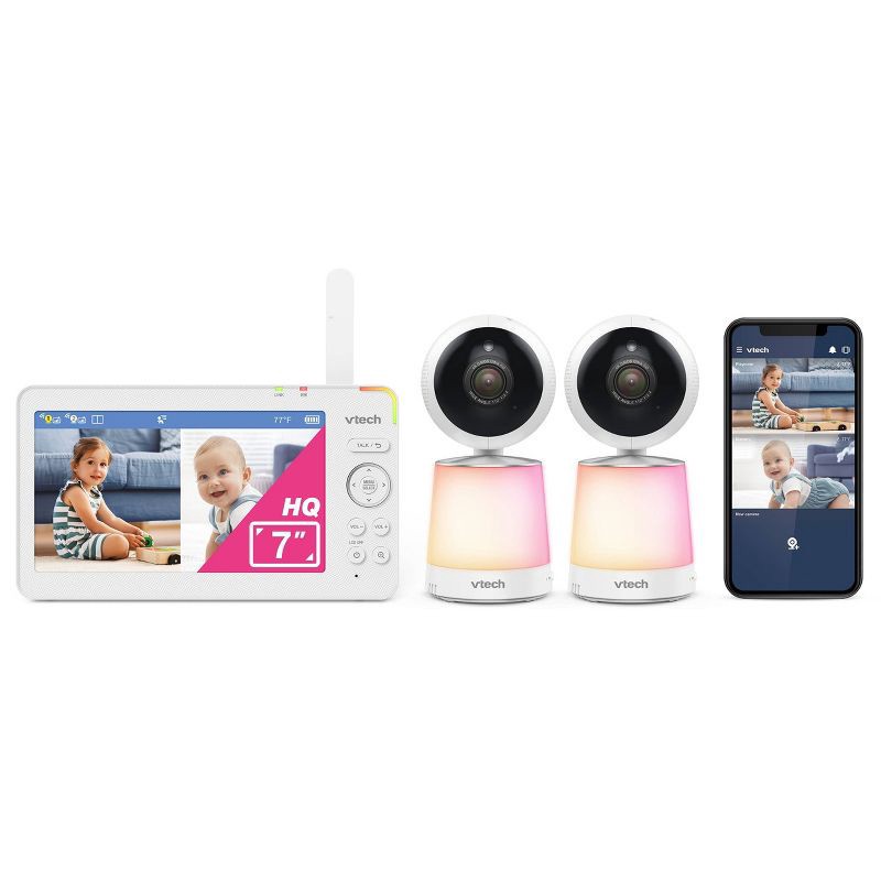 slide 1 of 11, V-Tech 7" HD Smart WiFi Pan Tilt Video Baby Monitor with 2 Cameras, 1 ct