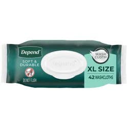 Depend Washcloths Personal Wipes - Unscented – 42ct