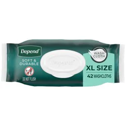 Depend Washcloths Personal Wipes - Unscented – 42ct