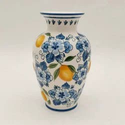 Muchoise Ceramic Lemon Vase White/Blue