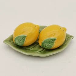 Muchoise Ceramic Lemon Salt & Pepper Shaker with Tray Yellow