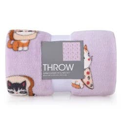 Kittens in Bread Throw Blanket Violet