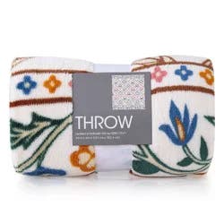 Sweet Railroad Floral Throw Blanket Cream