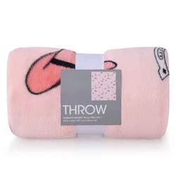 Cowboy Icons Throw Blanket Pink