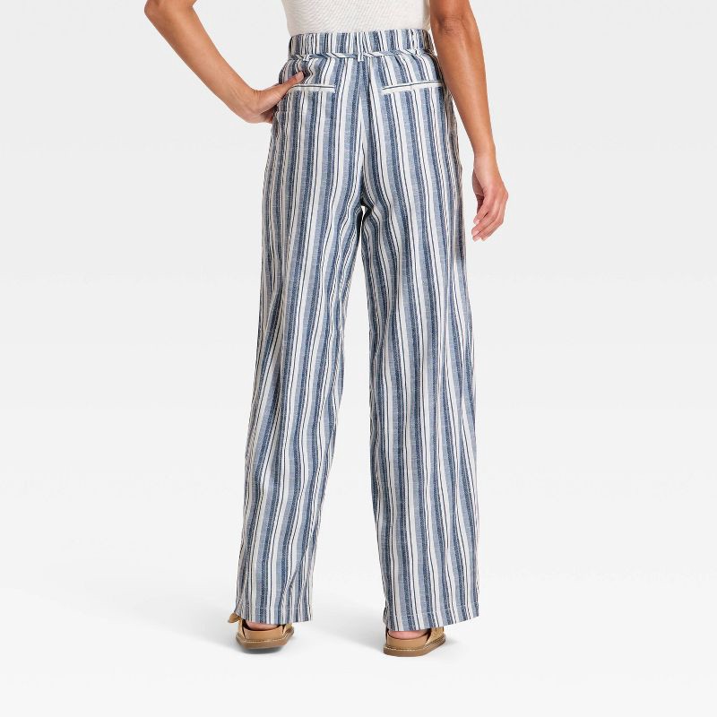 slide 2 of 3, Women's Mid-Rise Wide Leg Palazzo Pants - Universal Thread™ Navy Blue Striped XL, 1 ct