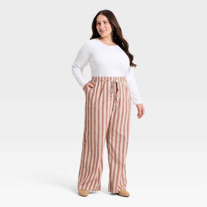 slide 3 of 3, Women's Mid-Rise Wide Leg Palazzo Pants - Universal Thread™ Red Striped XXL, 1 ct