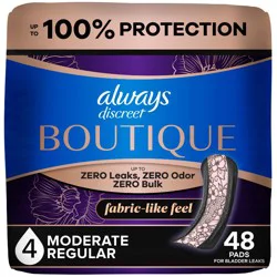 Always Discreet Boutique Incontinence Pads - Moderate - Regular - 48ct