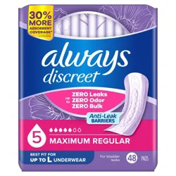 Always Discreet Drop Incontinence Pads - Heavy - Regular - 48ct