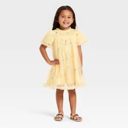 Audrey Camille Toddler Girls' Mad Engine Floral Embroidered Dress - Yellow 5T