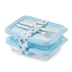 Ello Everyday 7pc Lunch Stack Food Storage Containers Blue Blueberry