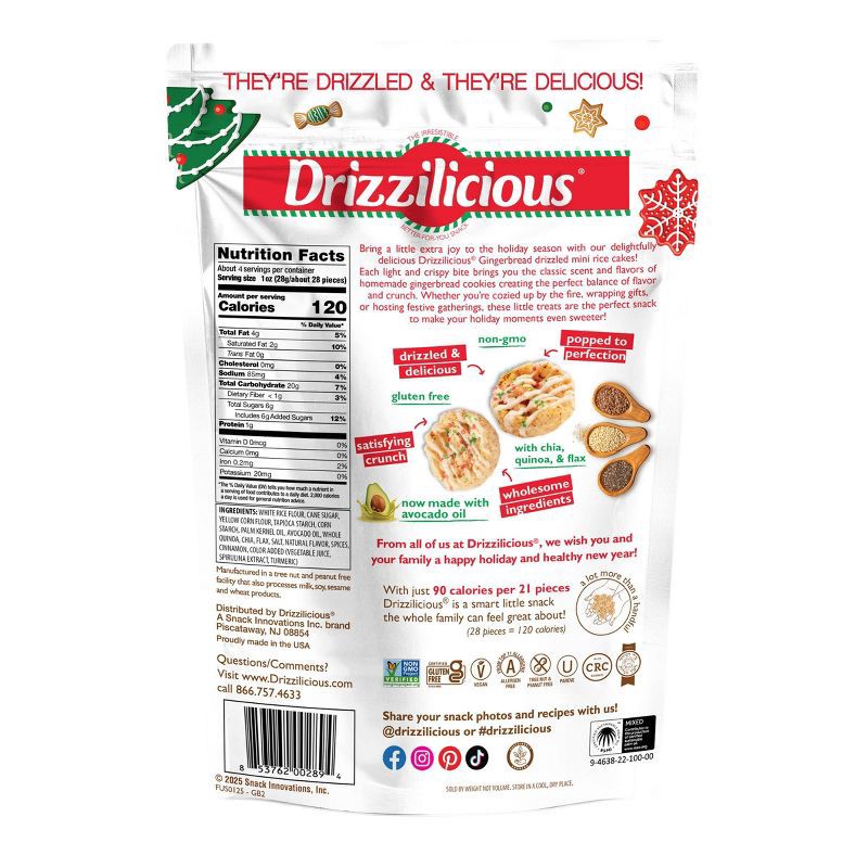 slide 2 of 4, Drizzilicious Holiday Ginger Bread Bites Mini Rice Cakes - 4oz, 4 oz