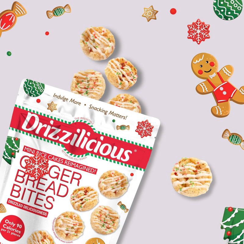 slide 3 of 4, Drizzilicious Holiday Ginger Bread Bites Mini Rice Cakes - 4oz, 4 oz