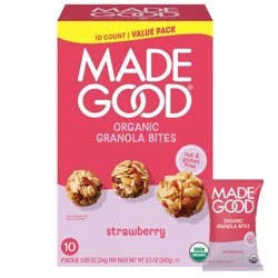 MadeGood Organic Granola Snack Bar Bites Strawberry - 8.5oz/10ct