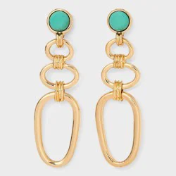 Linked Loop Drop Earring - Universal Thread™ Gold/Green