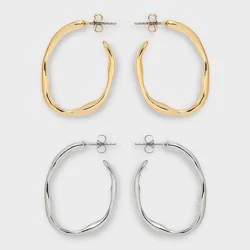 Oval Hoop Earring Set 2ct - Universal Thread™ Multi