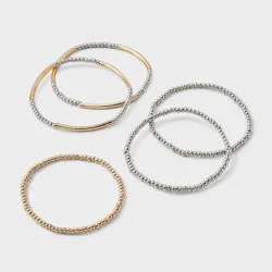 Tube and Bead Stretch Bracelet 5pc Set - Universal Thread™ Mixed Metal