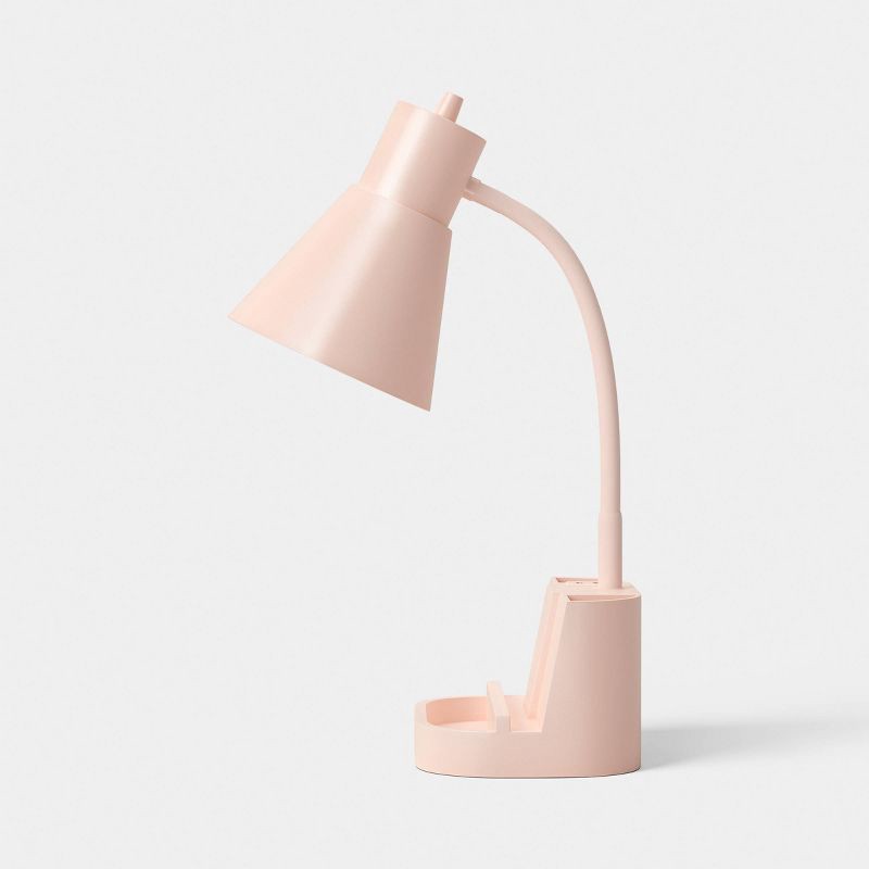 slide 1 of 4, Task Lamp with Charging Pink - Room Essentials™, 1 ct