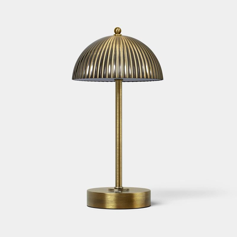 slide 1 of 4, Double Metal Portable Table Lamp Brass (Includes LED Light Bulb) - Threshold™, 1 ct