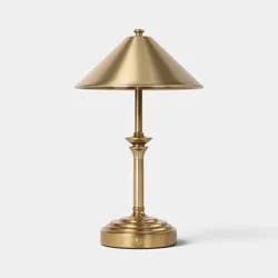 Turned Metal Portable Table Lamp Gold (Includes LED Light Bulb) - Threshold™