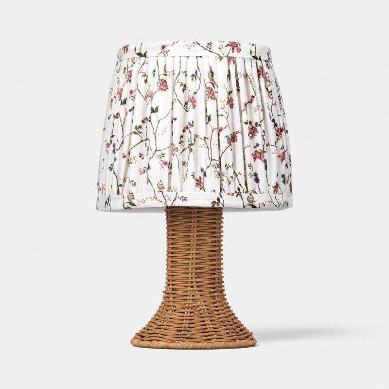 slide 1 of 5, Mini Rattan and Pleated Lamp Shade Table Lamp Brown - Threshold™, 1 ct