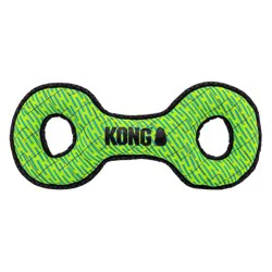 KONG 6.7" Armor Double Tug Plush Dog Toy - Green
