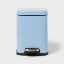 4L Ribbed Step Trash Can Stainless Steel Blue - Brightroom™