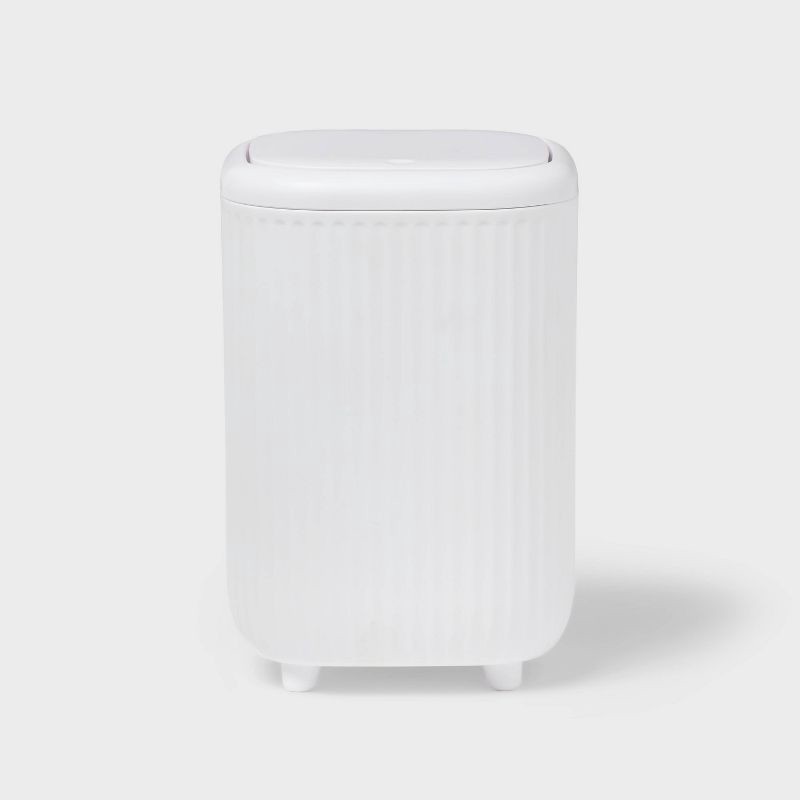 slide 1 of 3, 1.5L Small Ribbed Plastic Touch-Top Desktop Wastebasket White - Brightroom™, 1 ct