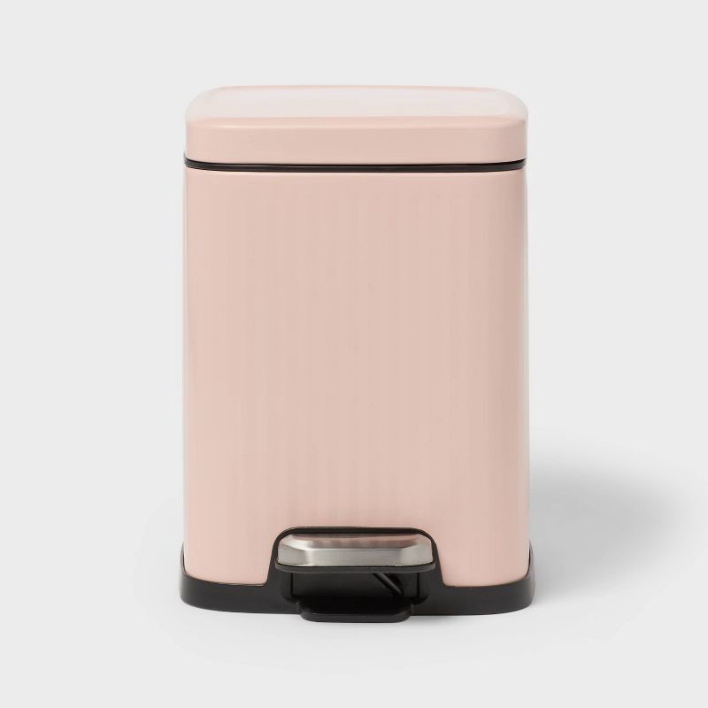 slide 1 of 3, 4L Ribbed Step Trash Can Stainless Steel Pink - Brightroom™, 4 liter