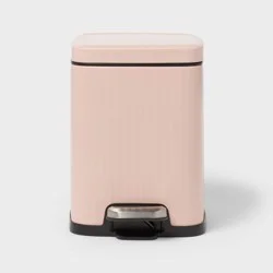 4L Ribbed Step Trash Can Stainless Steel Pink - Brightroom™