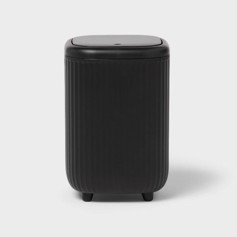 slide 1 of 3, Small Ribbed Stainless Desktop Wastebasket Black - Brightroom™, 1 ct