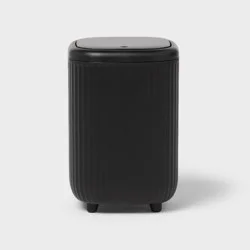 Small Ribbed Stainless Desktop Wastebasket Black - Brightroom™