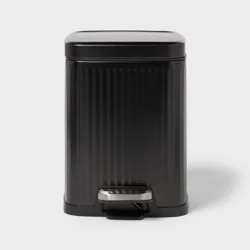 4L Ribbed Step Trash Can Stainless Steel Black - Brightroom™