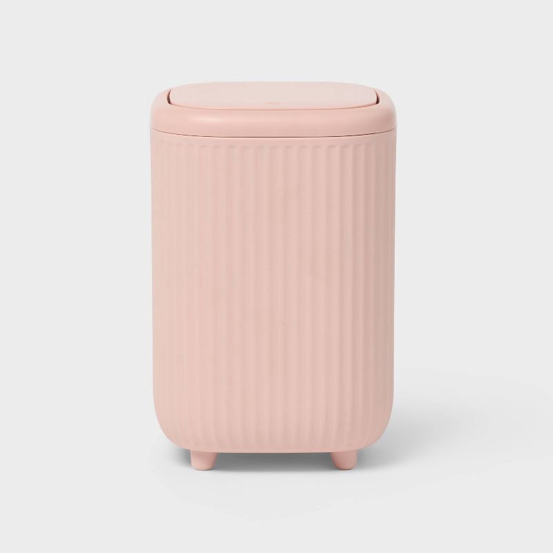slide 1 of 3, Small Ribbed Stainless Desktop Wastebasket Pink - Brightroom™, 1 ct