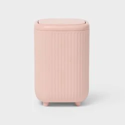 Small Ribbed Stainless Desktop Wastebasket Pink - Brightroom™