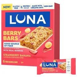 LUNA Bar Gluten Free Strawberry Banana Fiber Granola Protein Bars - 10.14oz/6ct