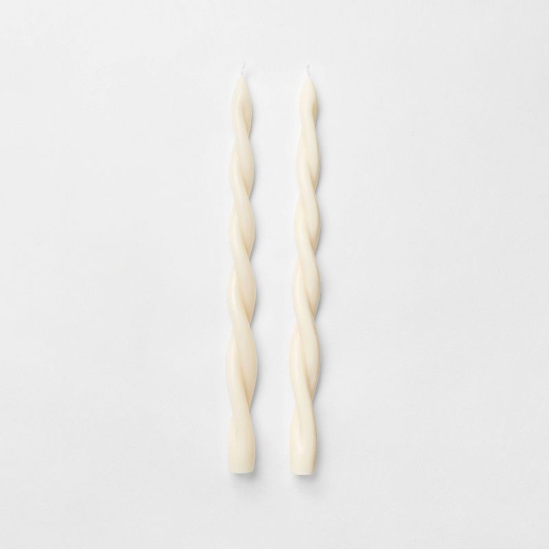 slide 1 of 3, Threshold designed w/Studio McGee 2pk Taper Cream Twist - Threshold™ Designed by Studio McGee, 2 ct