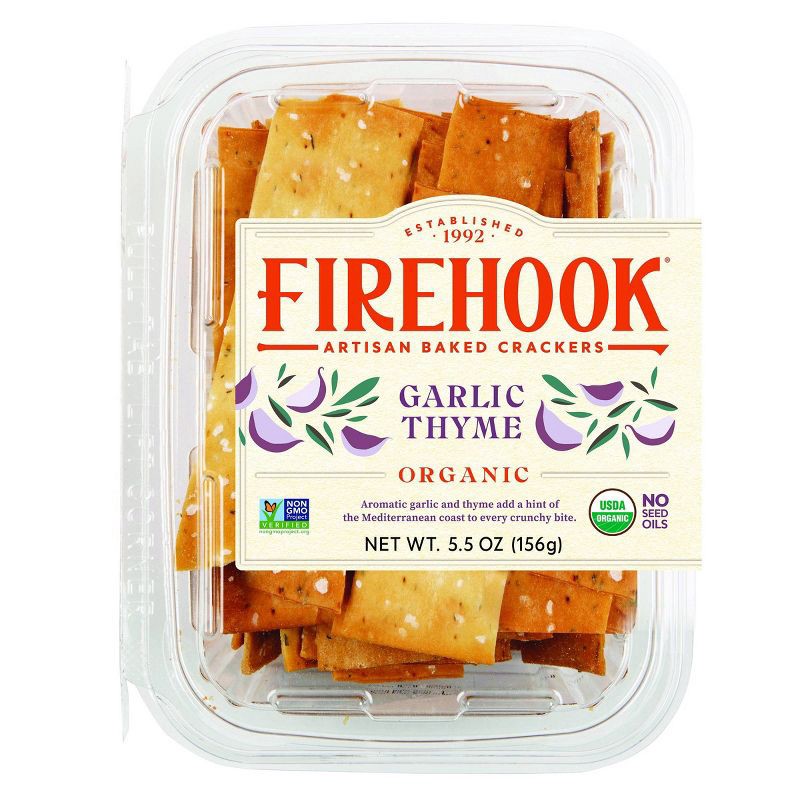 slide 1 of 5, Firehook Crackers Garlic Thyme - 5.5oz, 5.5 oz