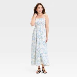 Women's Sleeveless Ruffle Maxi Floral Sundress - Universal Thread™ Cream S