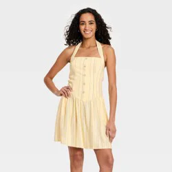 Women's Sleeveless Pullover Mini Sundress - Universal Thread™ Yellow Striped M