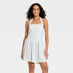 Women's Sleeveless Pullover Mini Sundress - Universal Thread™ Blue Striped S
