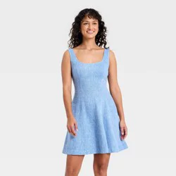 Women's Sleeveless Linen Mini A-Line Dress - Universal Thread™ Chambray S